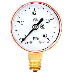 Манометр газовий 0,4 МПа для редуктора | Пропан, бутан, МАФ | Радіальне підключення, різьба М12х1,5