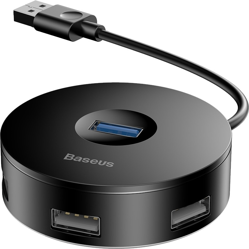 USB HUB Baseus Airjoy Round Box CAHUB-F01 4in1 USB to 1USB 3.0 + 3USB 2.0 black