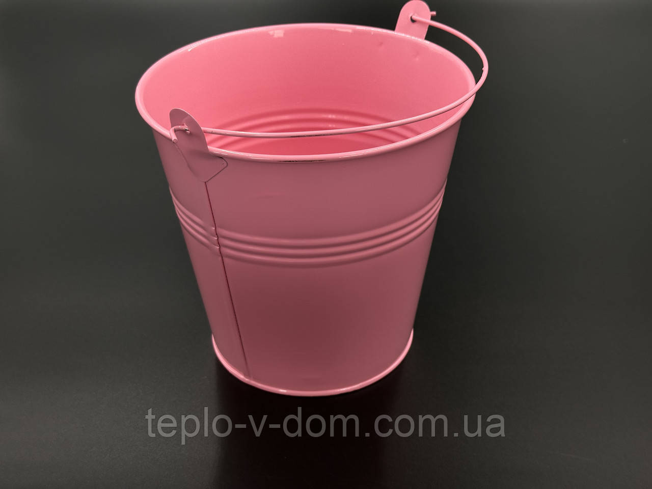 Відро декоративне металеве для квітів, вазонів Колір світло рожевий. 16х15см