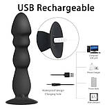 Анальна пробка 10 режимів вібрації з пультом дистанційного керування арт03, фото 4
