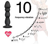 Анальна пробка 10 режимів вібрації з пультом дистанційного керування арт03, фото 5