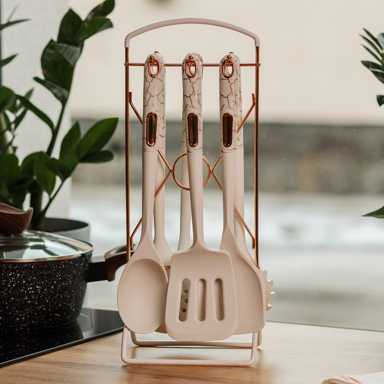 Набір кухонного приладдя на підставці 6 штук кухонні аксесуари, фото 1