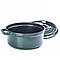 Кокотниця чавунна з емальованим покриттям 3л діаметр 23см зелений, фото 4