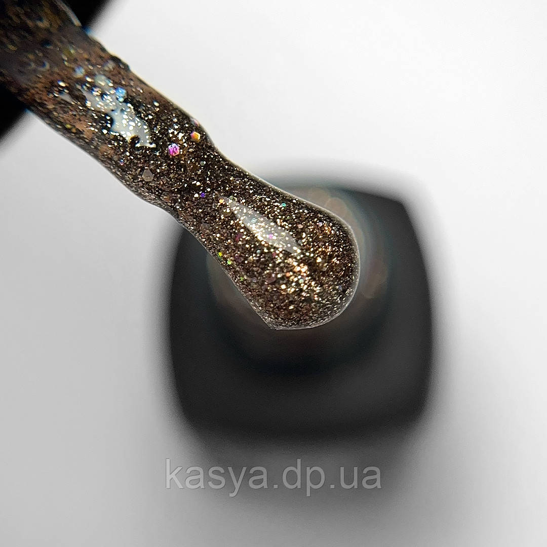 Гель лак Baby Moon Dance Diamond Gel polish №14, 6 мл темний бежевий з різнокольоровим глітером, фото 1