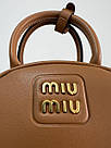 Жіноча сумка Міу Міу коричнева Miu Miu Brown Leather Top Handle Bag, фото 7