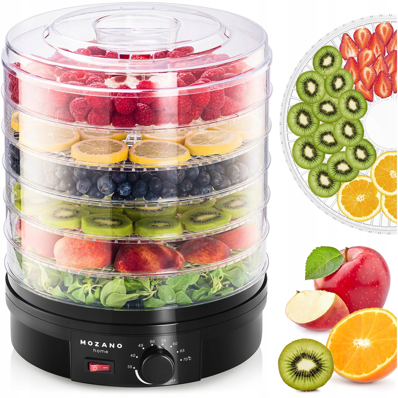 Сушарка дегідратор Mozano Food Dehydrator 500 Вт Black Польща