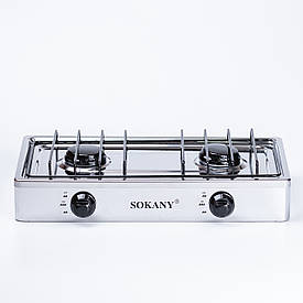 Настільна газова плита на 2 конфорки Sokany піч газова на стіл 4.4 кВт для будинку дачі переносна