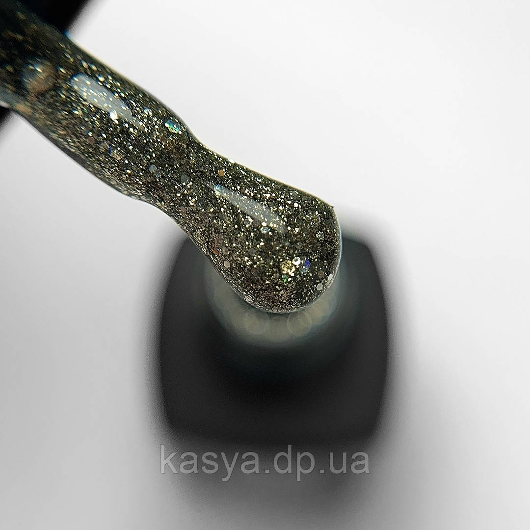 Гель лак Baby Moon Dance Diamond Gel polish №21, 6 мл сріблясто-оливковий з різнокольоровим глітером, фото 1