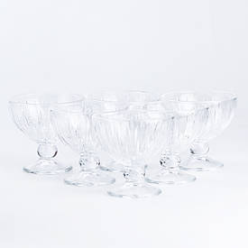 Креманка на ніжці скляна прозора 250 (мл) набір креманок 6 штук для салатів, десертів, желе