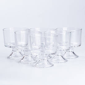 Набір креманок на ніжці 6 штук по 310 (мл) креманка скляна прозора для салатів, десертів, морозива