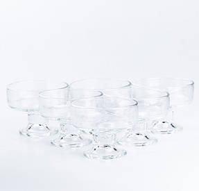 Креманка на ніжці скляна прозора 190 (мл) набір креманок 6 штук для салатів, десертів, желе