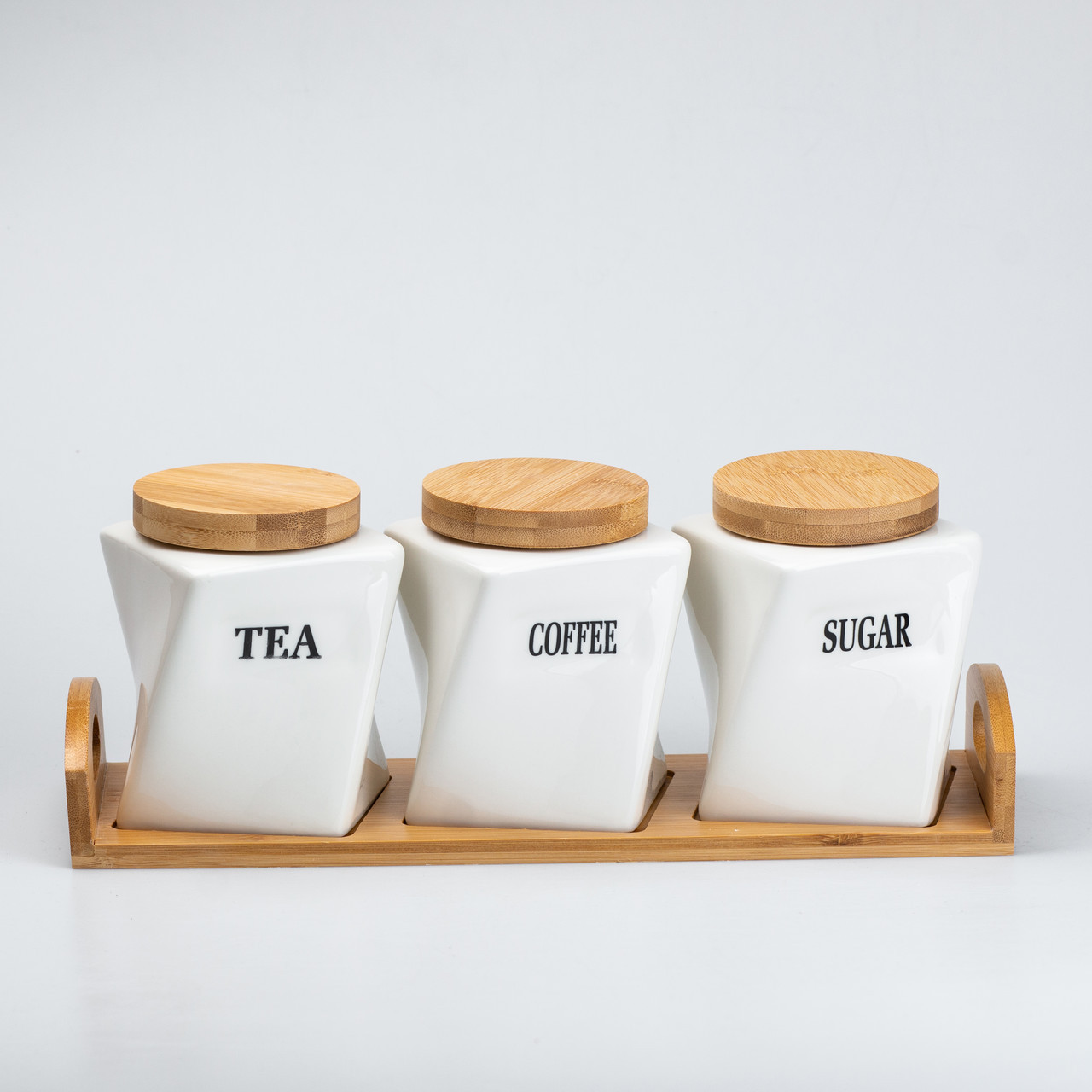 Набір банок для спецій з кришками на підставці 500 мл керамічний набір для солі та цукру 3 шт цукорниця, фото 1