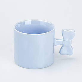 Чашка з ручкою у вигляді бантика керамічна 350 мл Блакитна