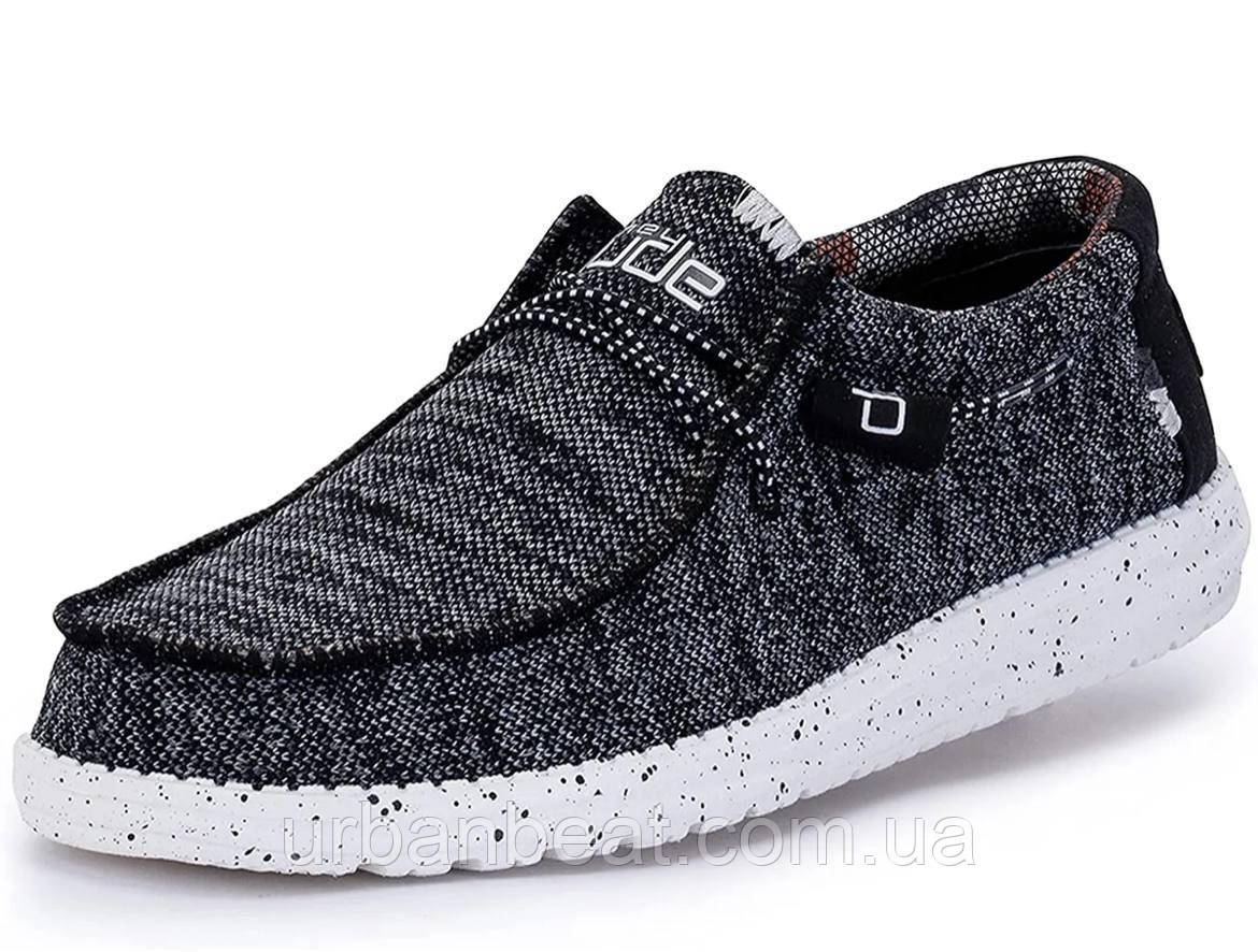 Літні чоловічі топсайдери Hey Dude Men's Wally Sox Loafer Black/White Оригінал