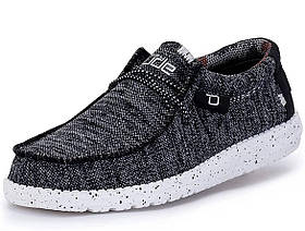 Літні чоловічі топсайдери Hey Dude Men's Wally Sox Loafer Black/White Оригінал