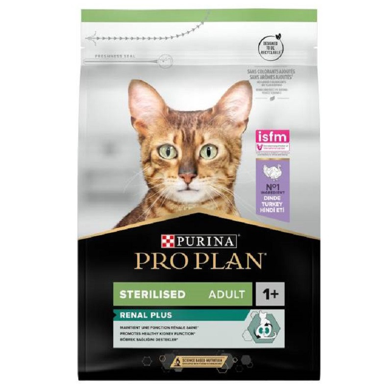 Сухий корм Purina Pro Plan Sterilised Renal Turkey для кастрованих котів і кішок на основі індички з