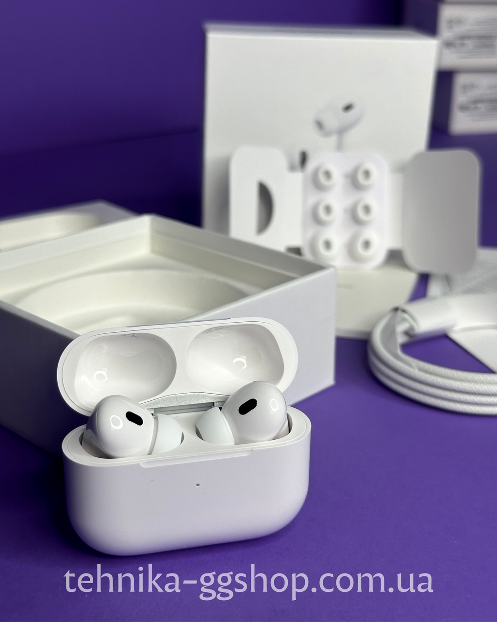 Навушники бездротові AirPods Pro 2 Type-C з Шумозаглушенням + чохол чорний, фото 1
