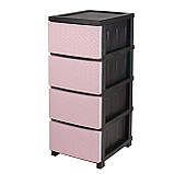 Комод пластиковий "Ротанг" 4 яруси 86*43*34см, R-Plastic, рожевий, фото 2