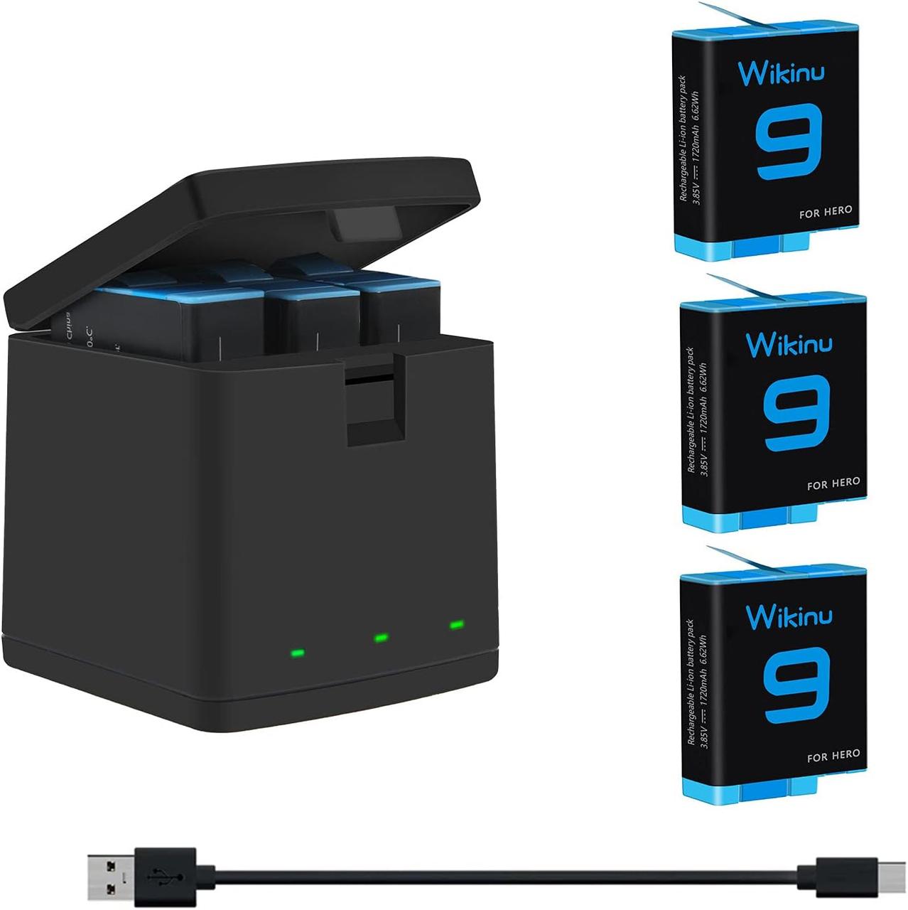 Wikinu 3 акумулятори Hero 9/10/11 і 3-портовий USB зарядний пристрій, Amazon, Німеччина