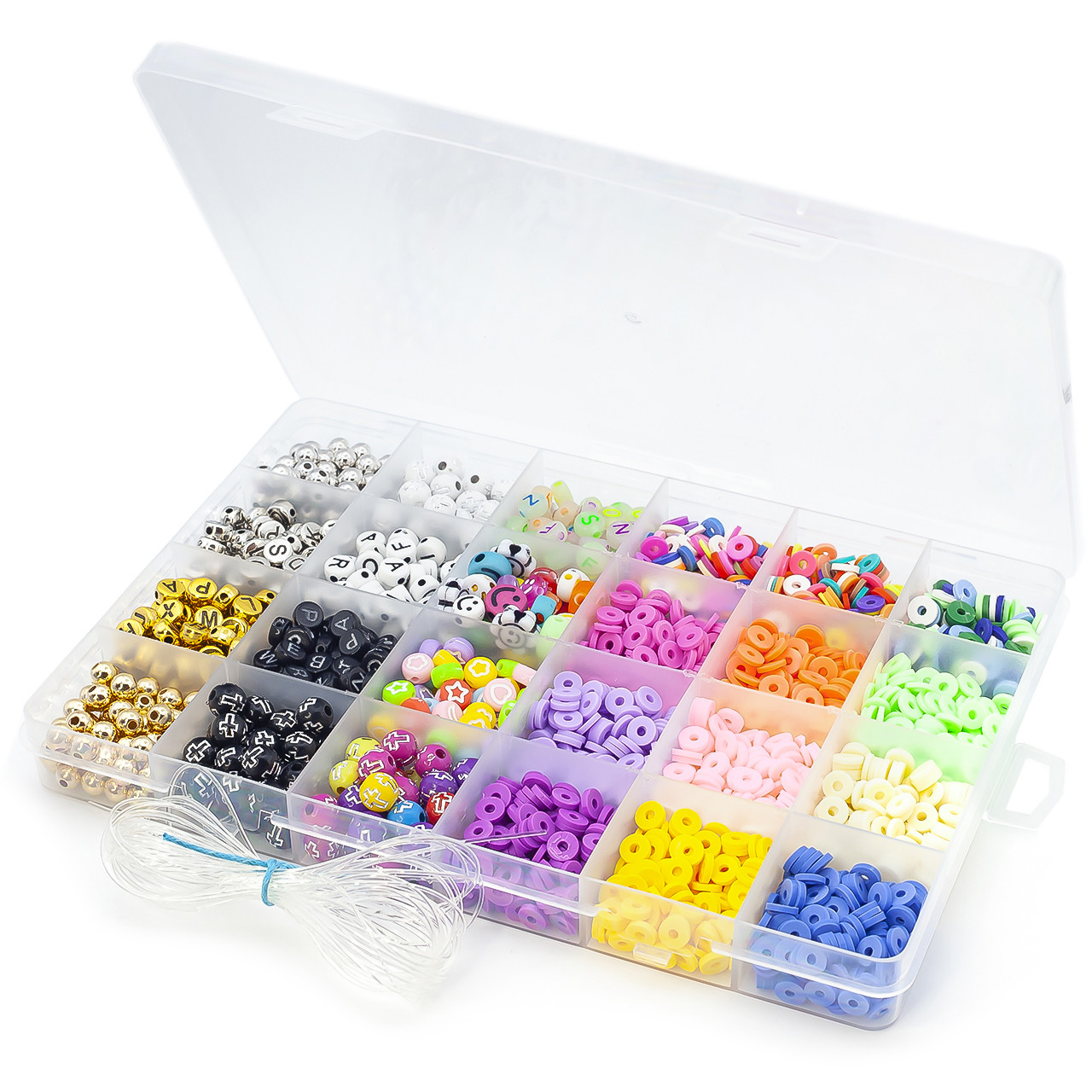 Набір для виготовлення прикрас №7, розмір 19х13х2,2см, в наборі 24 відділення, +-180г (приблизно 889шт.), фото 1