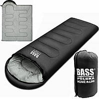 Спальний мішок з капюшоном,туристична ковдра 2 в 1 Bass Polska BH 41999 чорний