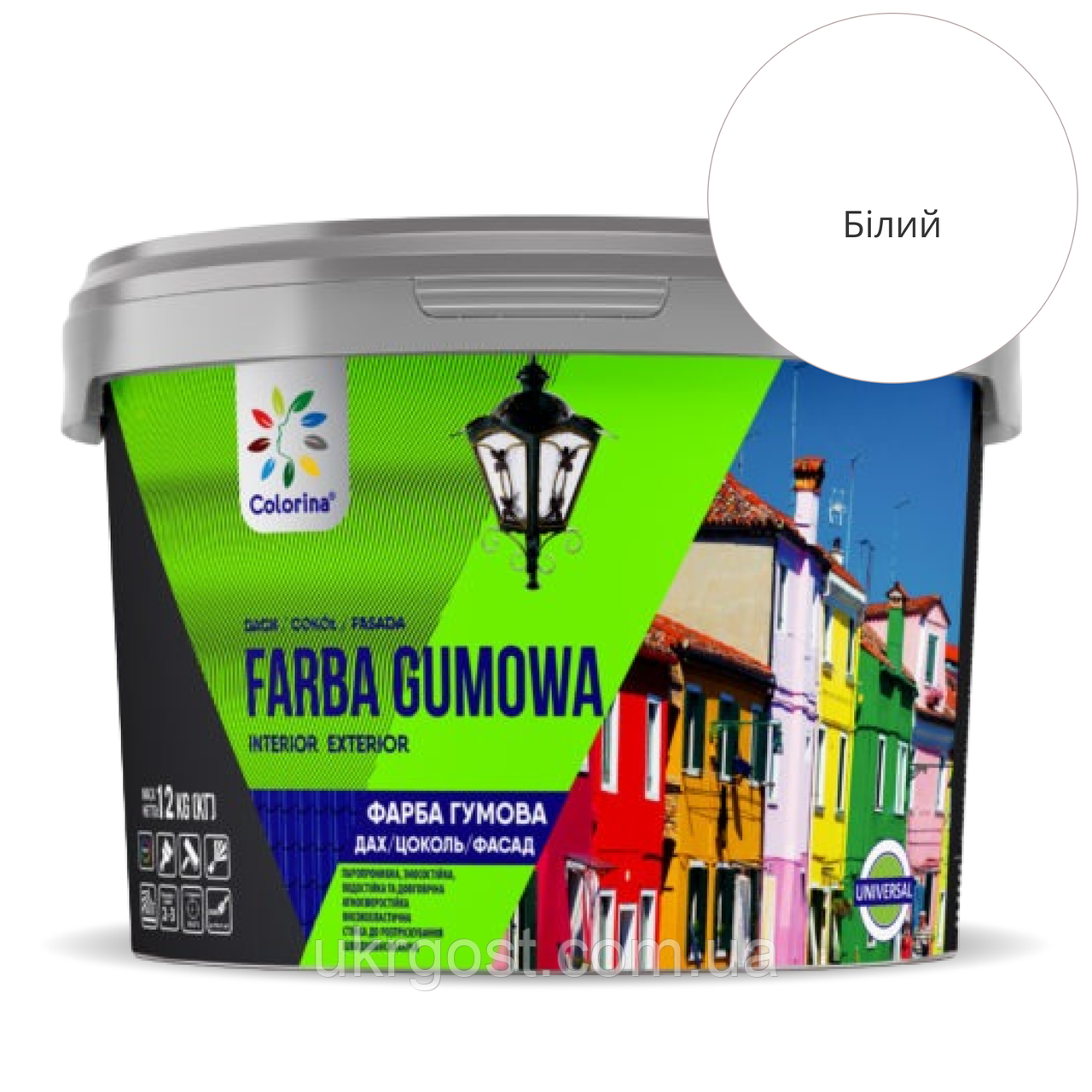 Краска резиновая универсальная Colorina Белый мат 6 кг Купить в Киеве ...
