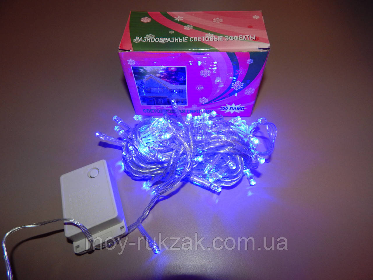 Гірлянда світлодіодна LED-синя, прозорий дріт, 200 лампочок - фото 1 - id-p416344437