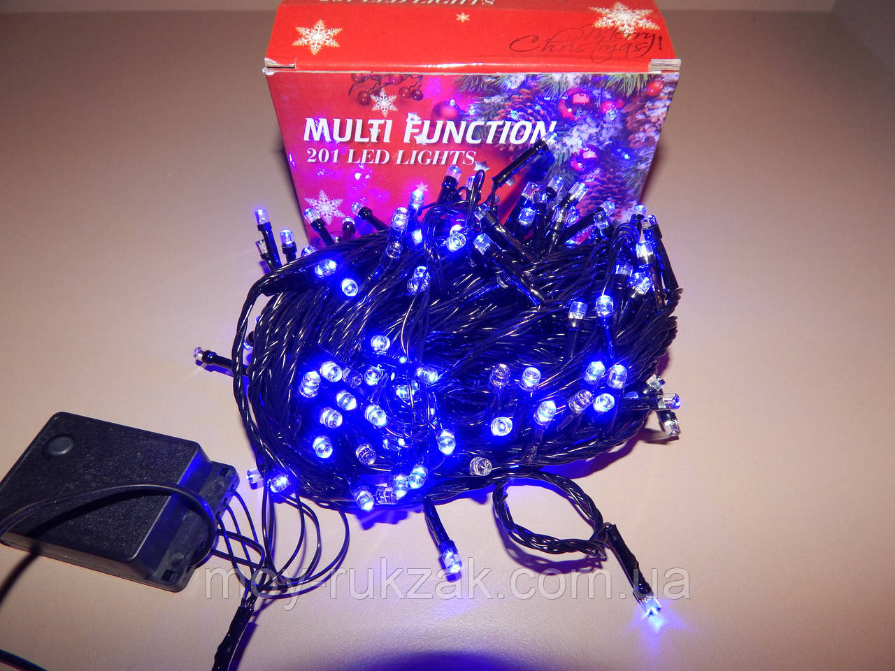 Світлодіодна гірлянда синя LED, чорний дріт, 100 лампочок