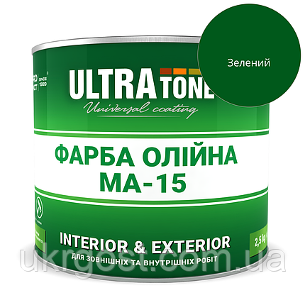 Фарба олійна Dnipro-Contact МА-15 Зелений глянець 1 л, фото 1