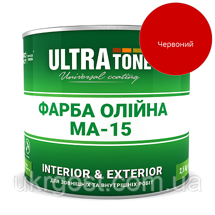 Фарба олійна Dnipro-Contact МА-15 Червоний глянець 2,5 л, фото 1
