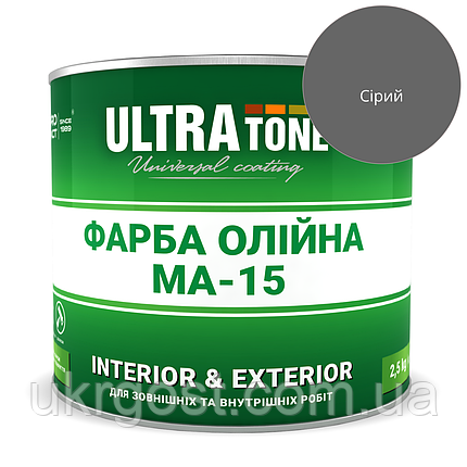 Фарба олійна Dnipro-Contact МА-15 Сірий глянець 2,5 л, фото 1