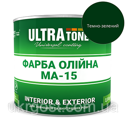 Фарба олійна Dnipro-Contact МА-15 Темно-зелений глянець 1 л, фото 1