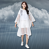 Дощовик жіночий чоловічий, плащ дощовик на кнопках, пончо жіноче чоловіче підліткове Hechpro 1060 білий, фото 6