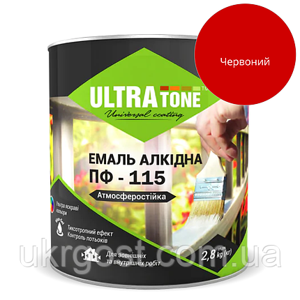 Емаль алкідна ULTRA Tone ПФ-115 Червоний глянець 0,9 кг, фото 1