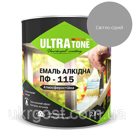 Емаль алкідна ULTRA Tone ПФ-115 Світло-Сірий глянець 0,9 кг, фото 1