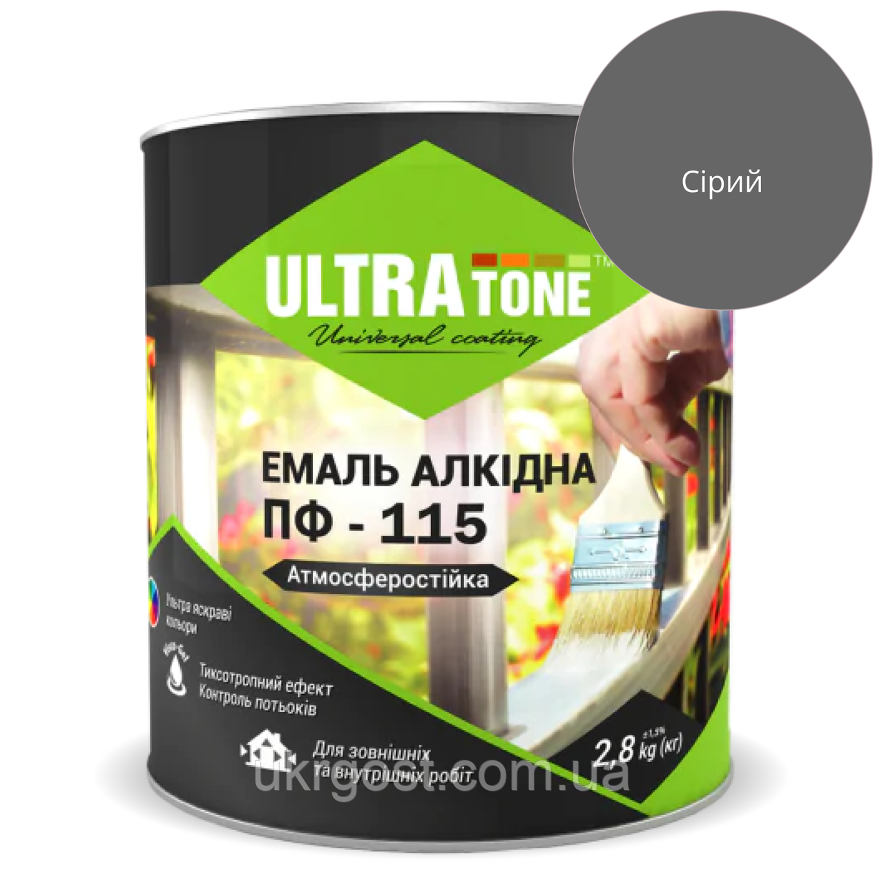 Емаль алкідна ULTRA Tone ПФ-115 Сірий глянець 50 кг