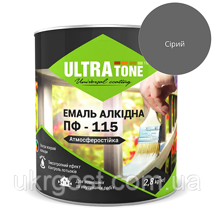 Емаль алкідна ULTRA Tone ПФ-115 Сірий глянець 50 кг, фото 1