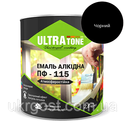 Емаль алкідна ULTRA Tone ПФ-115 Чорний глянець 50 кг, фото 1