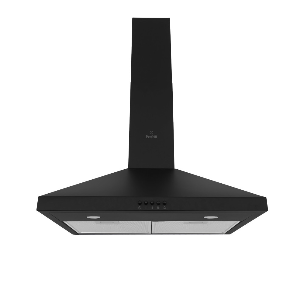 Кухонна витяжка Perfelli K 6402 BL 850 LED, чорна купольна декоративна настінна витяжка на кухню, 60 см, фото 1