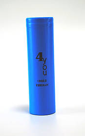 Акумулятор 18650 4you Li-ion 3,7V 2600mAh з плоским плюсом для ліхтариків