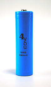 Акумулятор 18650 4you Li-ion 3,7V 2600mAh з клемним виступом для ліхтариків