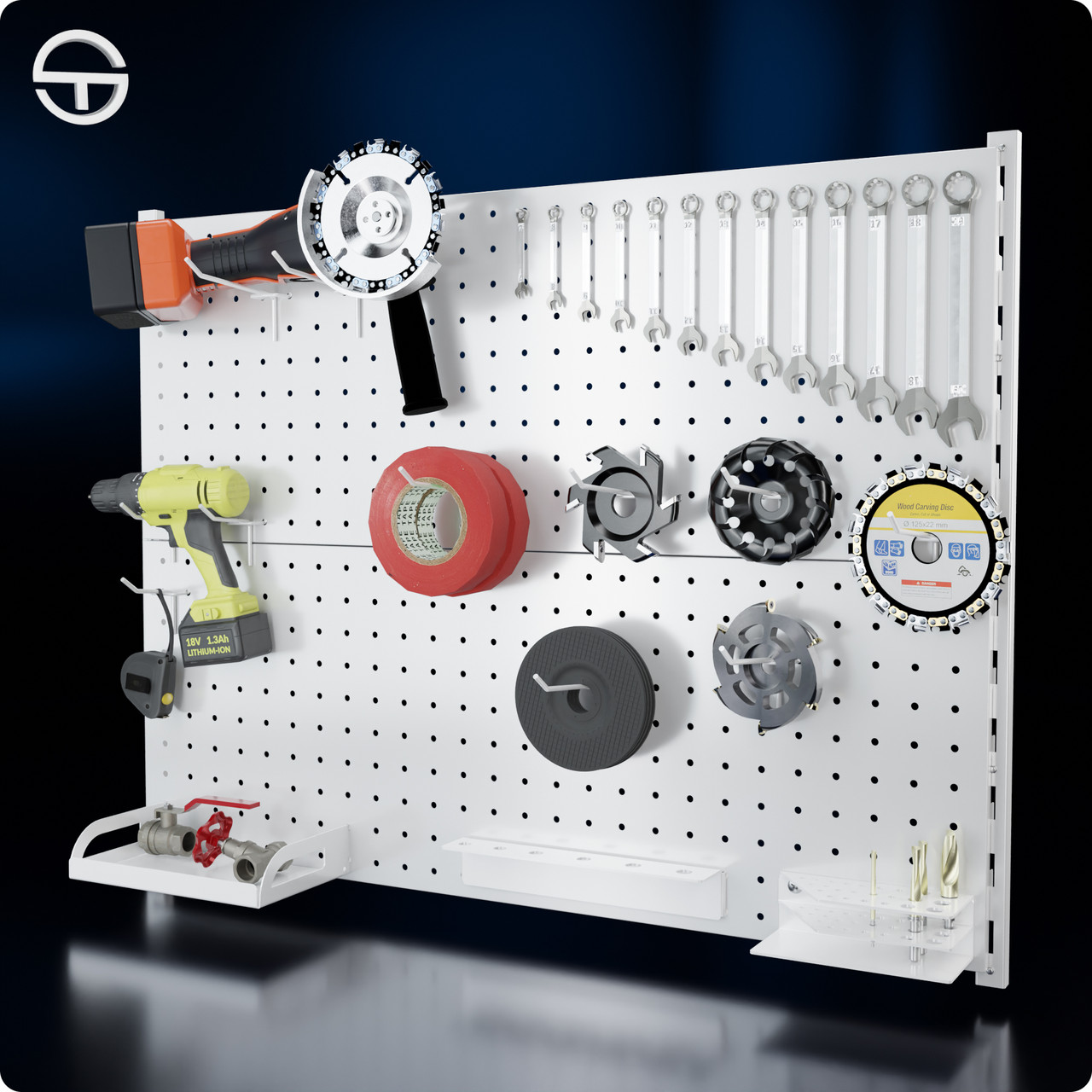 Перфо-панель SHED для інструментів. Перфопанель для гаража. Настінна перфорована дошка для інструментів., фото 1