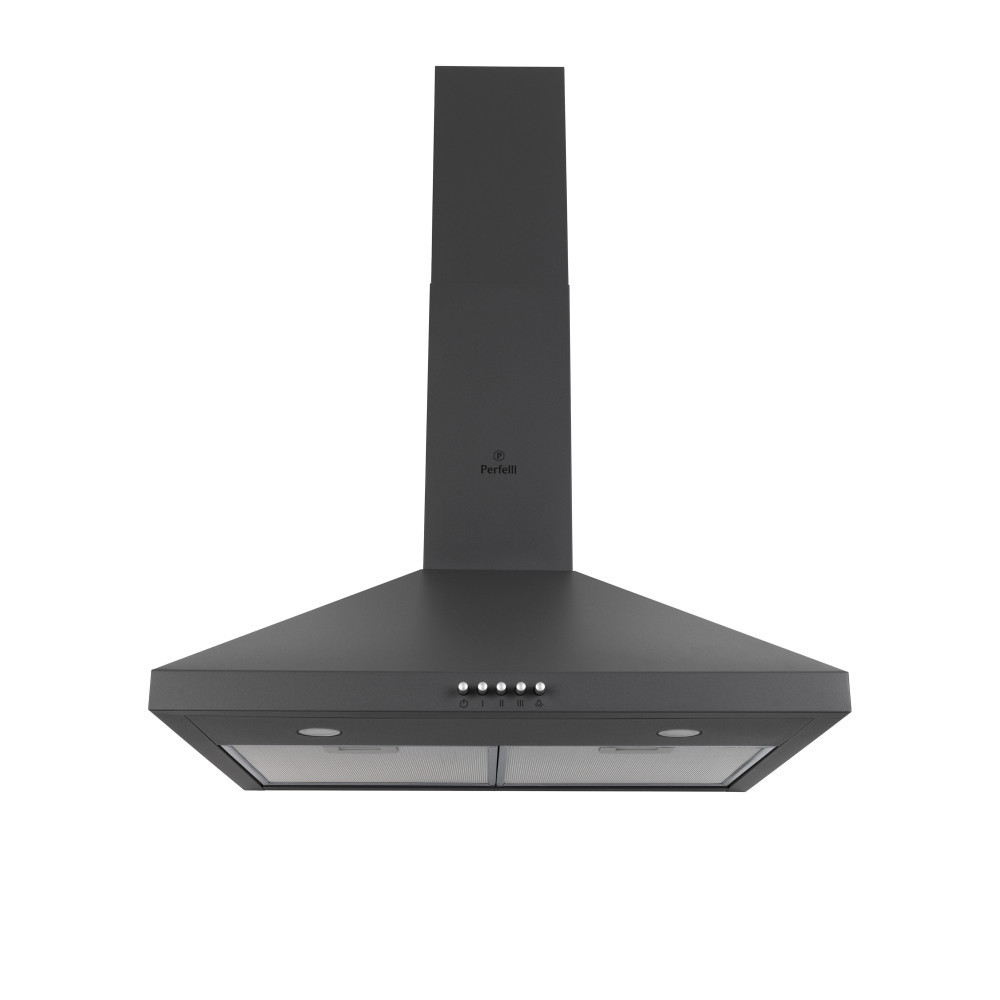 Кухонна витяжка Perfelli K 6402 SG 850 LED, сіра купольна декоративна настінна витяжка на кухню, 60 см, фото 1