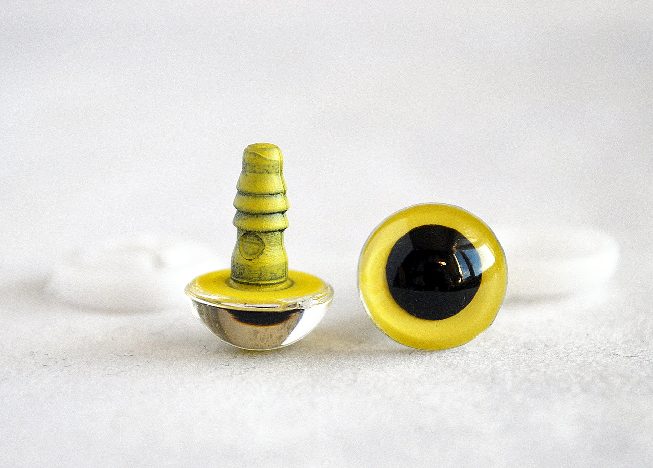 Очі для іграшок гвинтові, d-12 мм, жовті, пара, фото 1