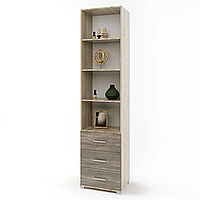 Пенал відкритий з шухлядами Бриз-16 сонома + трюфель (50х38х210 см) Еверест