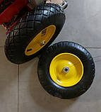 Колесо на тачку садово-будівельну пневмо Budmonster 4х8 о/d=16 мм d = 38 см втулка 105 мм, фото 7