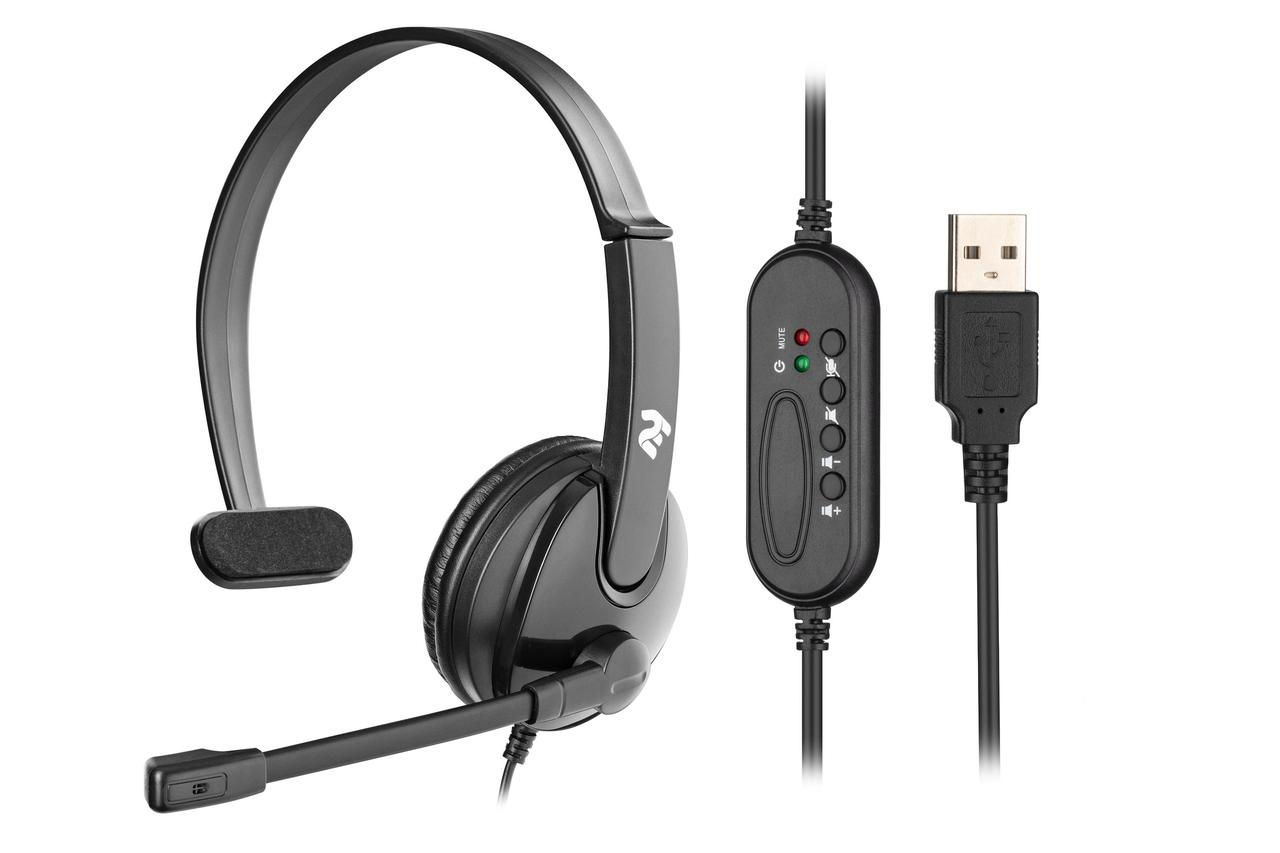 2E Гарнітура ПК моно On-ear CH12 USB, omni-mic, 2м, чорний