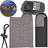 Спальний мішок з капюшоном,туристична ковдра 2 в 1 Bass Polska BH 41999 чорний, фото 7