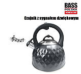 Чайник з нержавіючої сталі 3 л , зі свистком Bass Polska BH 98053 чорний, фото 2