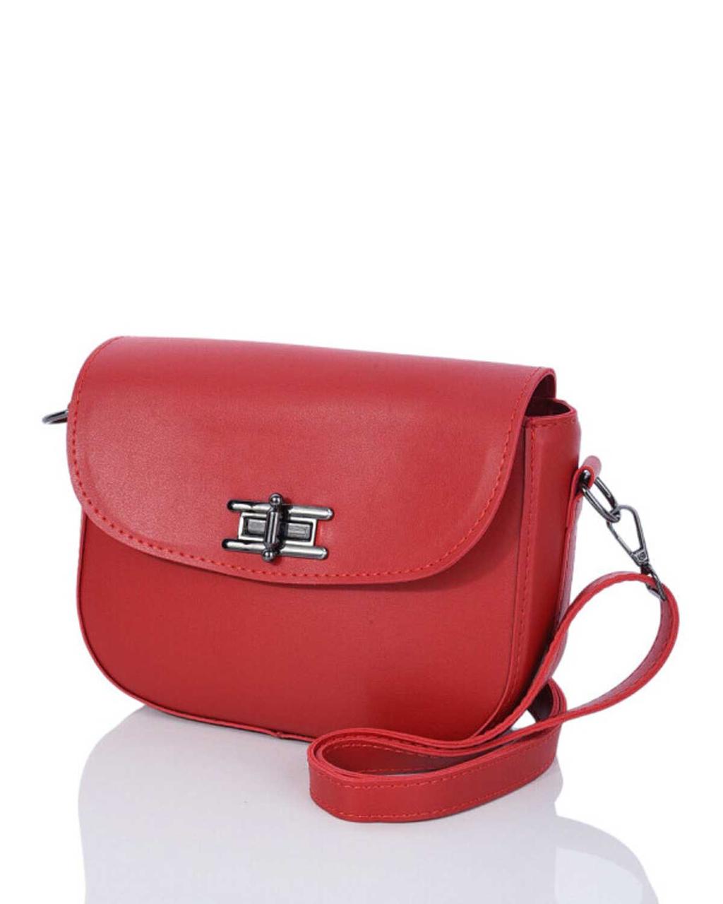 Жіноча сумка крос-боді Welassie з одним відділенням на замку з екошкіри червоного кольору «Стеффі»